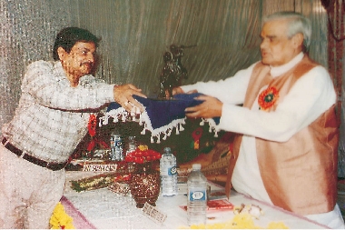 First stone of the group laid by Former Prime minster Late Sri Atal Vihari Bajpayee (memento presentation by Co-founder Sri Ram Singh Bhadauria)